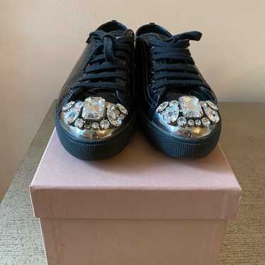 MIU MIU スワトフスキークリスタルヒール 41 (27センチ） Miu Miu Swarovski Crystal Toe-cap Sneakers in White | Lyst