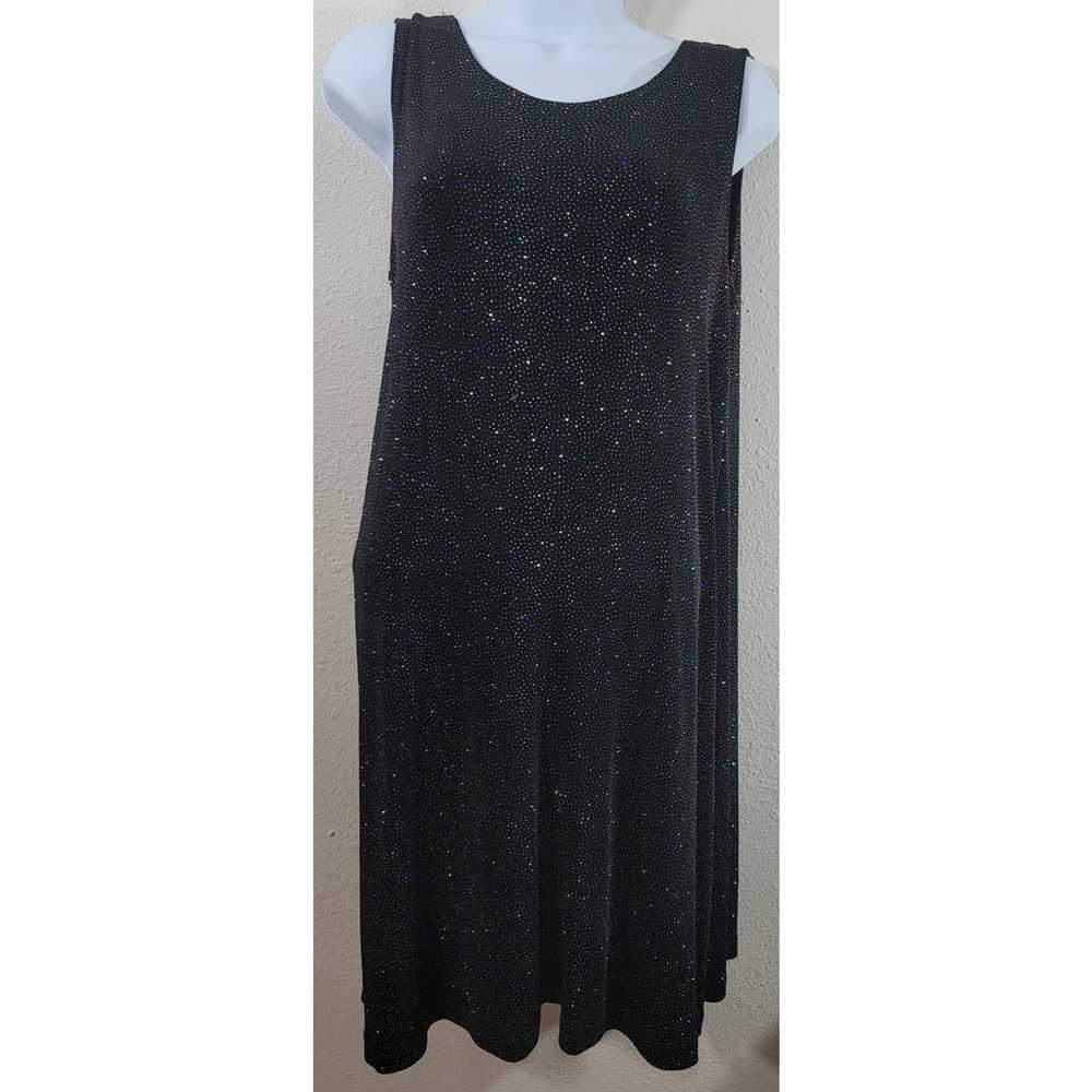 VTG Ronni Nicole Black Multicolor Sparkle A Line Mini Dress 10 Lightweight Swing
