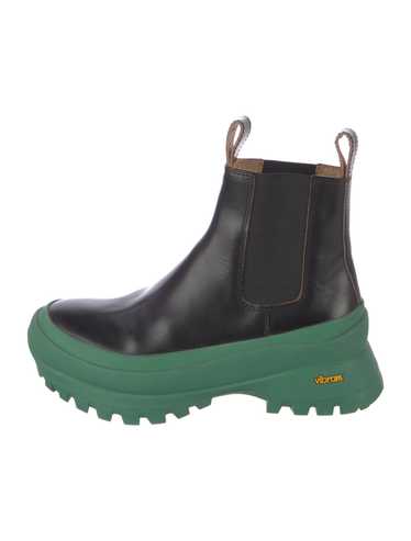 ロングブーツ JIL SANDER Bottle Green Leather Chelsea Ankle Boots Jil Sander Luxury Leather Chelsea Ankle Boots For Women In