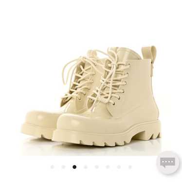 Bottega White Rubber Stride Lace Up Boots Size 9.5/40