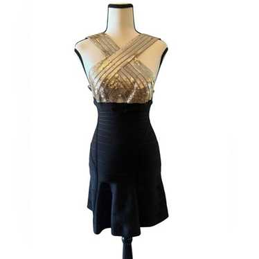 HERVE LEGER ストライプ ノースリーブ ミニワンピース S HERVE LEGER ストライプ ノースリーブ ミニワンピース S