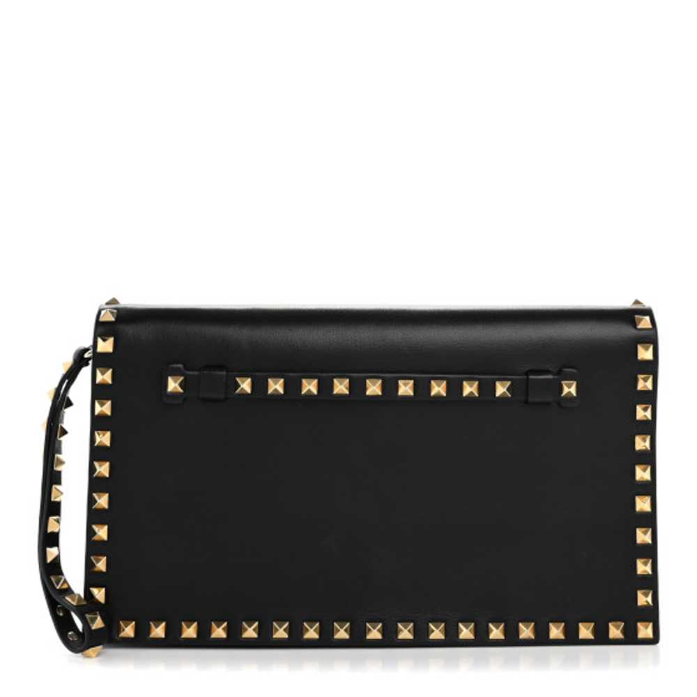 VALENTINO GARAVANI Nappa Rockstud Wristlet Clutch Black