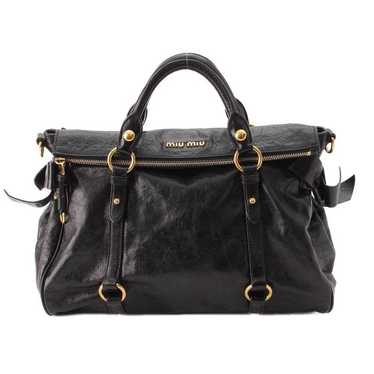 MIU MIU Archive 2Way Leather Ribbon Bag Beige Handbag