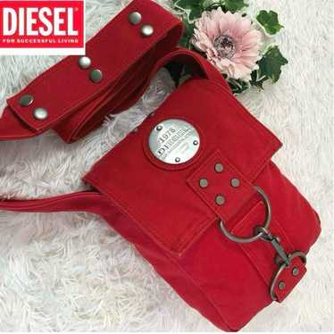 DIESEL ウエストバッグ ショルダーバッグ レッド 金色金具