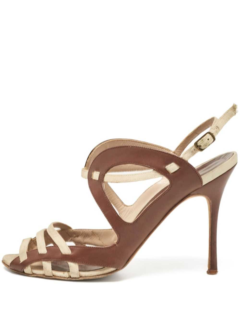 Manolo Blahnik Pre-owned 100mm cut-out strappy sandals - Brown