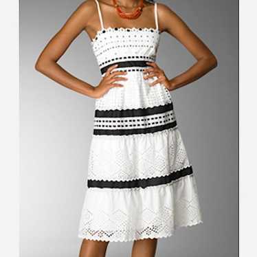 Bcbg Maxazria White & Black Eyelet Cotton Summer D