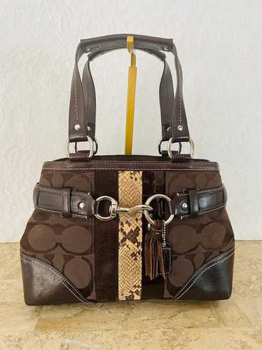 バッグ coach python hand bag 2way shoulder Coach Vintage Canvas Shoulder Bag JACQUARD PYTHON WHITE TRIM