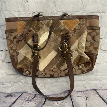 バッグ Coach Patchwork Signature tote bag 1615 2010 Coach Signature Multi Pastel Patchwork Medium Tote Bag