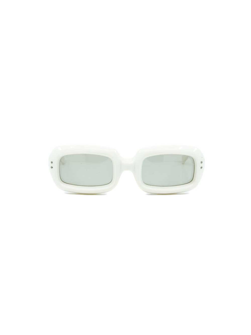 Mod White Rectangular Bubble Frame Sunglasses - image 1