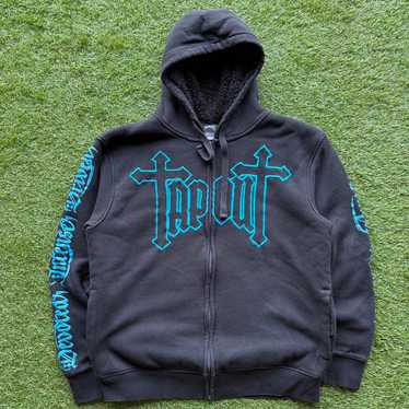 tapout パーカー Vintage Tapout Hoodie Mens Black Full Zip Hooded Jacket Iwo