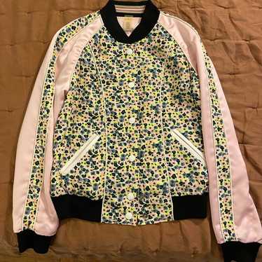 Coach Lightweight Jacket Size XS Floral Print Blue Gray Full