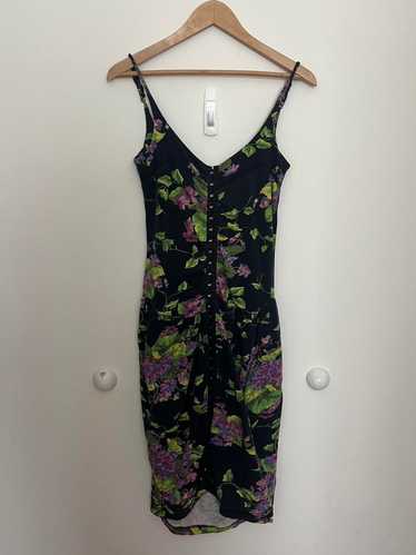Betsey Johnson フラワープリント タイトドレス S 80s floral dress betsey johnson - Gem