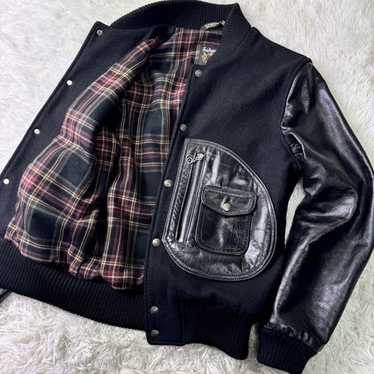 Schott Varsity Jacket Black Leather Sleeves D-Pocket Size 36