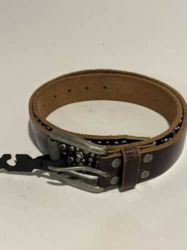 Vintage Ed Hardy Pink Tiger Leather Belt with Diamonte's Size M