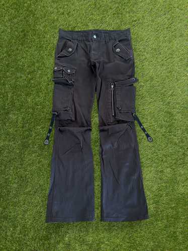 パンツ 00s TORNADO MART coating parachute pants 00s Tornado Mart 'Snakeskin' Woven Laced Flare Cut Denim