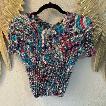 00’s pleats wrinkles popcorn vintage Y2K Vintage Popcorn Top | Crinkle Top, Art Noveau Top, Textured