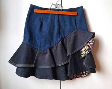 ミニスカート ALEXANDER MCQUEEN DENIM MINI SKIRT ALEXANDER MCQUEEN Fluted-Back Denim Mini Skirt in Blue