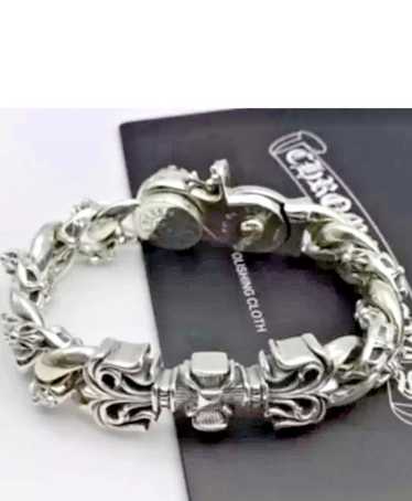 Chrome heart bracelet buckle - Gem