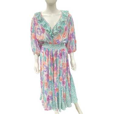 Assorti Susan Freis 1980's Boho Black & White Shirred