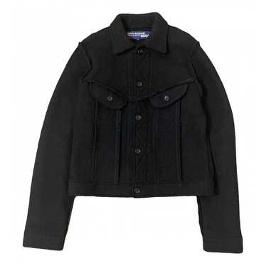 JUNYA WATANABE ネイビー 変形コート ウール フェイクファー