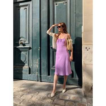Jacquard midi dress with thin straps | Rouje