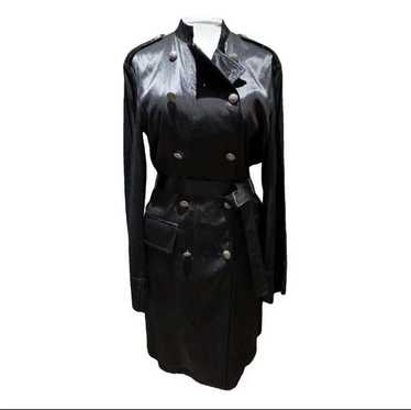 トレンチコート ANN DEMEULEMEESTER Black Crepe ine Trench Coat Ann Demeulemeester black wool trenchcoat with double