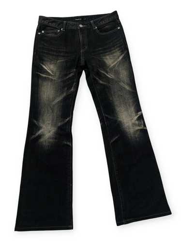 Tornado Mart waxed black flare denim 00s