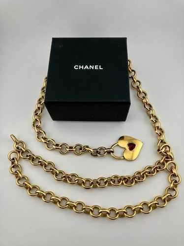 [CHANEL]★CC Logo Heart Chain Belt CHANEL Lambskin Enamel CC Heart Chain Belt Black Gold