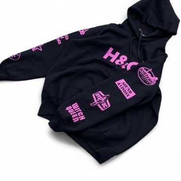 HYSTERIC GLAMOUR ジップアップジャージ ブラック/ピンク HYSTERIC GLAMOUR（ヒステリックグラマー）の「NIGHT GROOVE刺繍