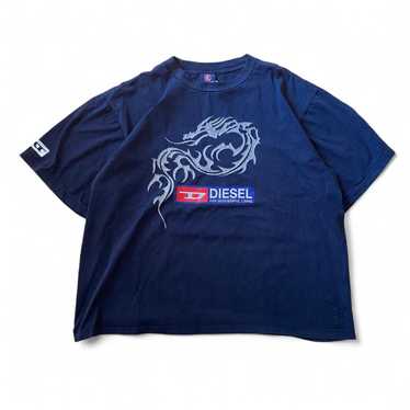 90's vintage diesel 55DSL y2k Tシャツ 古着 Vintage 90s Y2K Faded Blue Diesel central Logo T-shirt Men's