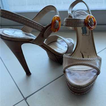 Prada Tan Heels With Button. Size Eu38 1/2. - image 1