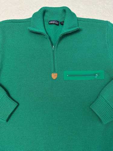 90s patagonia ベレー帽　1997年　グリーン　size L Vintage 90s Patagonia Capilene Green Fleece Half Zip