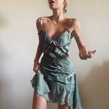VIP【関税送料無料】希少 ROBERTO CAVALLI BLUE DRESS Strapless Silk Maxi Dress in Light blue for Women | Roberto