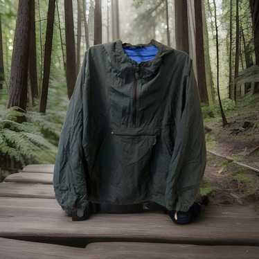 Vintage J. Crew Nylon Fleece Lined Anorak Jacket Blue Mens