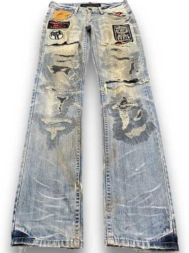 パンツ grunge led pepper fade flare denim pants パンツ grunge led pepper fade flare denim pants GuliriFei
