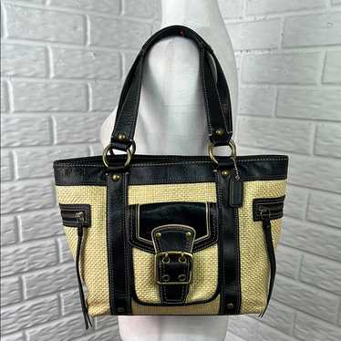 未使用級 黒 vintage coach old straw bag かごバッグ Coach Legacy Straw Exterior Bags & Handbags for Women for
