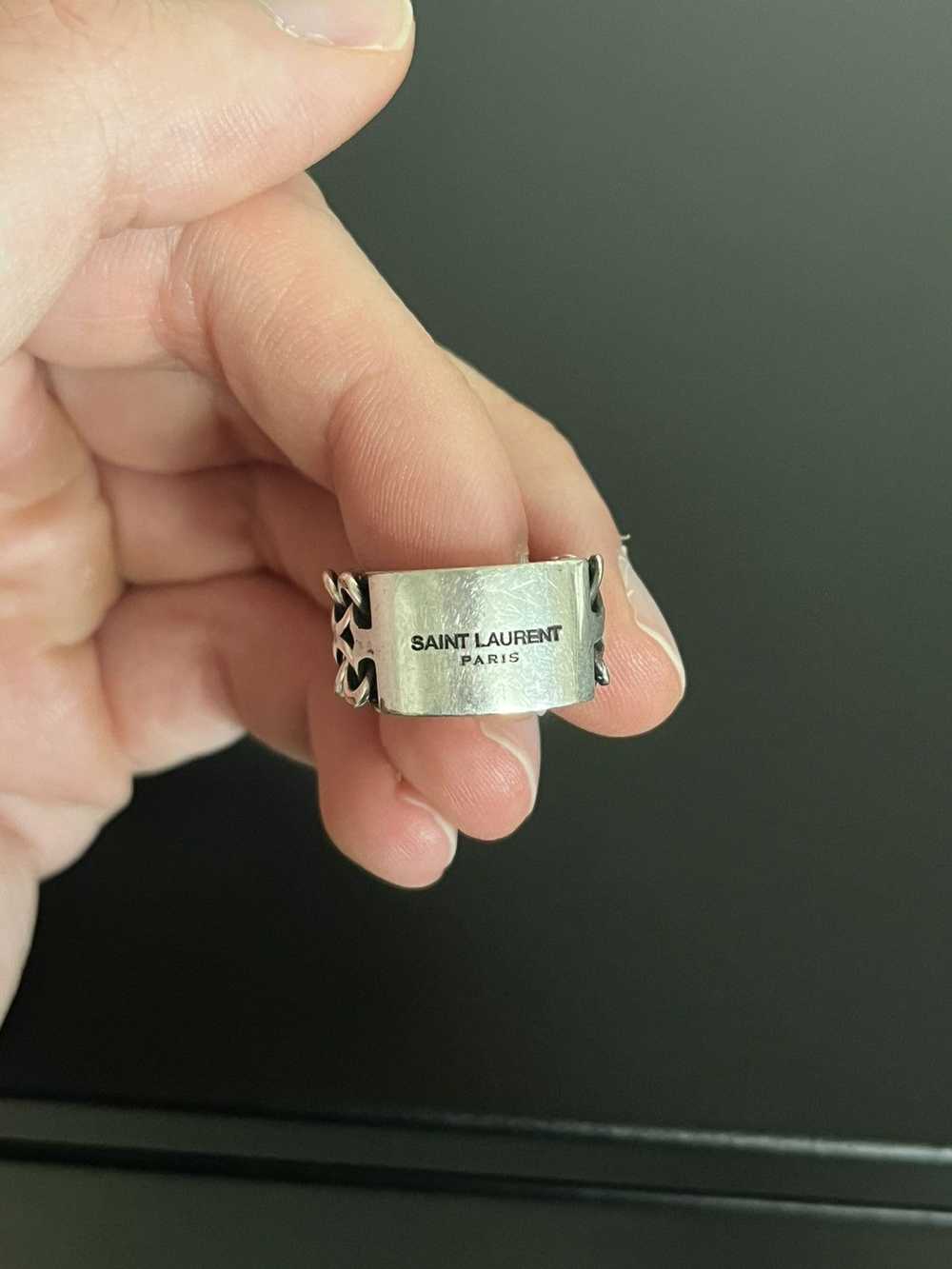 アクセサリー SAINT LAURENT ENGRAVE CHAIN RING Saint Laurent Chain ID Plaque Ring in Metal Silver size 5 | eBay