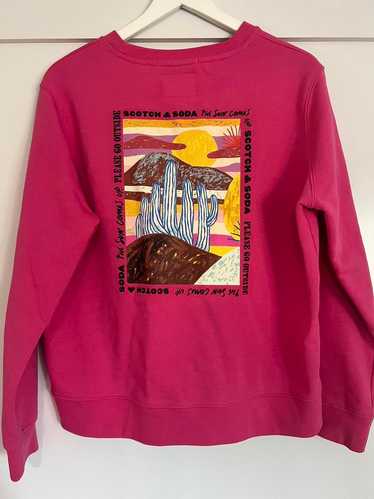 “Scotch & Soda” ウォッシュドアートワークフーディ Pink Hey Dude Wendy Funk Monochrome Electric Pink