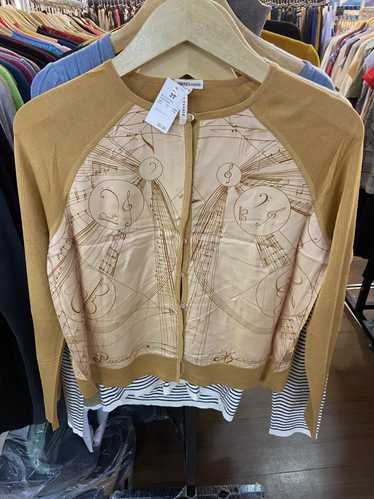 トップス HERMES SILK CARDIGAN Hermès Silk Bird Print Cardigan Set - Neutrals Knitwear