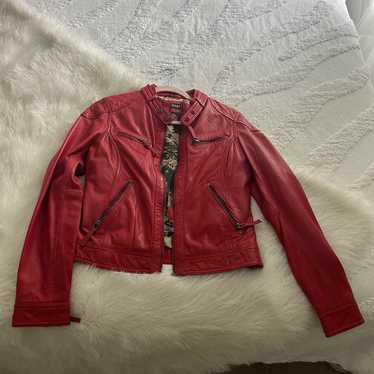 ZARA WOMEN ラムスキン ノーカラーライダース S レッド 未使用品 ZARA NEW WOMAN ZW COLLECTION 100% LEATHER BLAZER JACKET DARK