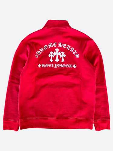 トップス Chrom hearts half zip sweat Chrome Hearts White Patent Leather Cross Half Zip Sweatshirt