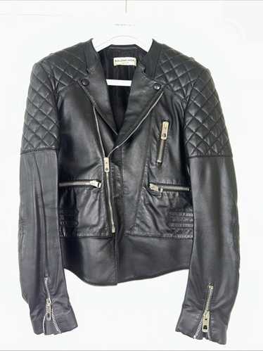 ●送料込●BALENCIAGA●Cropped ロゴ moto ジャケット BALENCIAGA＊DECONSTRUCTED ZIP-UP レザージャケット＊送料込