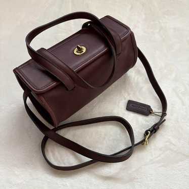 Vintage Old Coach Geometric Roll Bag Brown Hand Bag Shoulder