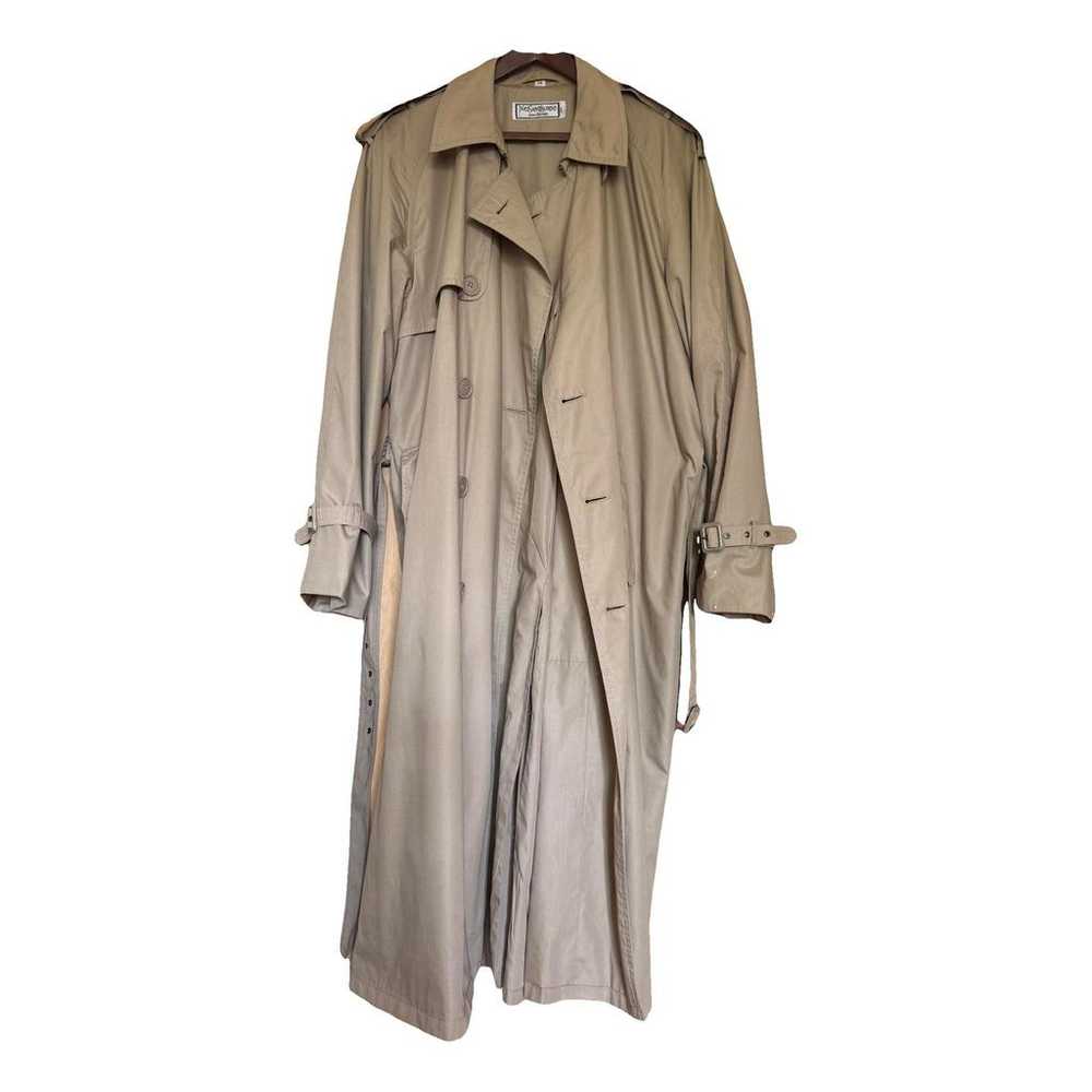 【Saint Laurent】SS25 Saharan Trench Coat Beige Oversized belted cotton-twill trench coat | SAINT