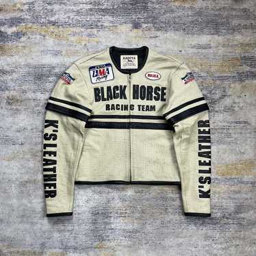 KADOYA BLACK HORSE RACING TEAM ジャケット L Kadoya K's Leather 'Blackhorse Racing Team' Armored Leather