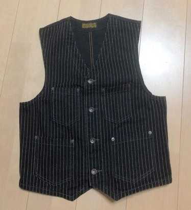 IRON HEART ウォバッシュ ストライプ ワークベスト XXL インディゴ IRON HEART 【アイアンハート】 12ozウォバッシュストライプ