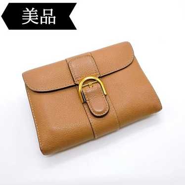未使用級 DELVAUX デルヴォー 折財布 レッド シボ革 真贋済
