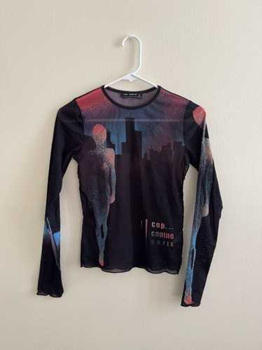 cop.copine.paris フランス製 デザインカットソー 超希少 COP COPINE PARIS Pure Mesh Awesome Print Graphic T-shirt 90