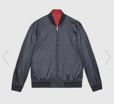 ジャケット・アウター GUCCI Reversible Nylon Bomber Jacket Reversible nylon canvas jacket in dark blue | GUCCI® US