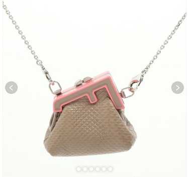 フェンディ Pico ピコ フェンディファースト チャーム ロングネックレス FENEDI First Pico Bag Necklace Brown Silver Removable Length